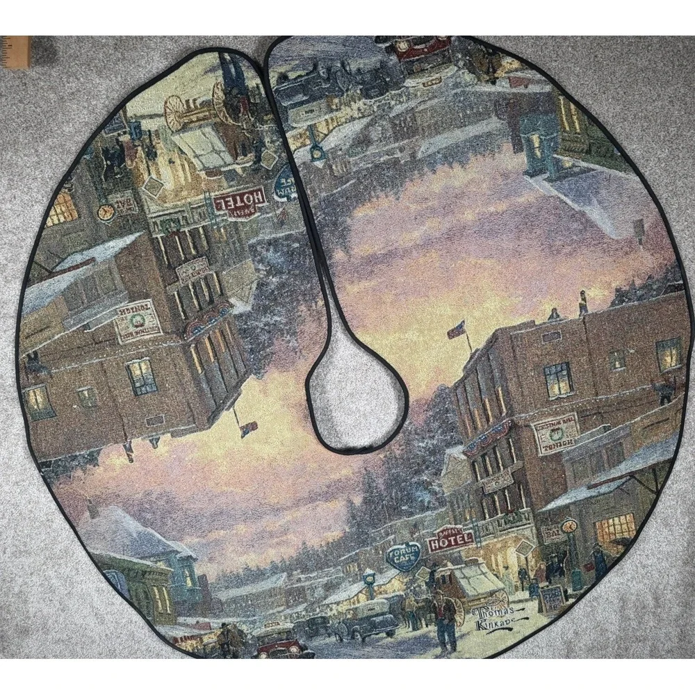 Thomas Kinkade Tapestry Christmas On Main Street Tree Skirt